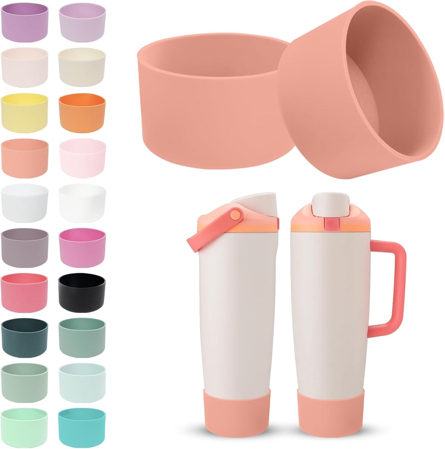 2PCS Silicone Boots for Owala 30oz & 40oz FreeSip Sway Bottles & Tumblers – Non-Slip, Scratch-Resistant, Stability Enhancer for Owala Accessories (Eucalyptus Green) - Colors A