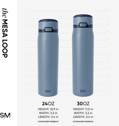 Simple Modern Mesa Loop Water Bottle with Covered Straw and Handle | 24oz Cup Holder Friendly Insulated Stainless Steel Bottles for Travel, Sports and School | Iris Sage - Colors B