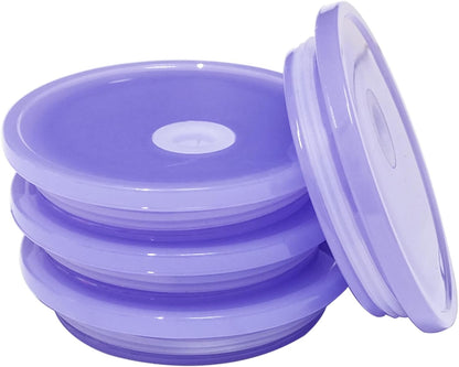 4 Pack Acrylic Lids for Glass Cups with Bamboo Lids and Straws, 2.75 inch/70 mm Acrylic Lids for 16 OZ Beer Can Cups with Wooden Lids, Replacement Canning Lids for 16OZ 20 OZ Glass