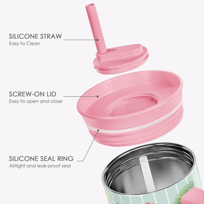 SANDJEST Pickleball Stainless Steel Locking Lid Silicone Straw Tumbler with Handle 40oz, Insulated Stainless Steel Travel Cup for Women Girls Friends Players, Gift Idea for Birthday Christmas