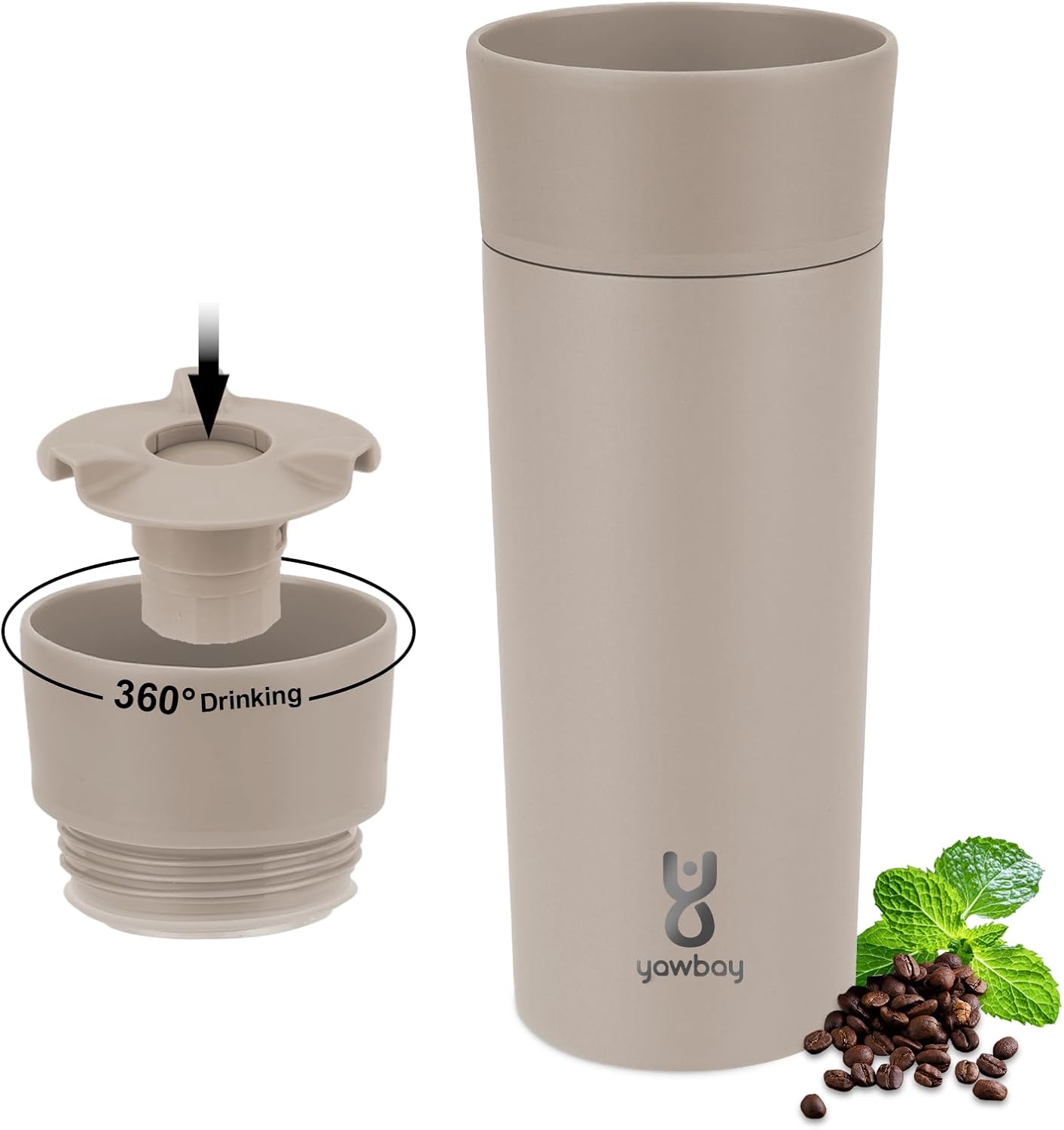 Travel Coffee Mug with 360°Lid, Travel Coffee Tumbler 16 oz Leak Proof, Stainless Steel Insulated Travel Mugs for Hot and Cold Spill Proof Leak Proof (Purple)
