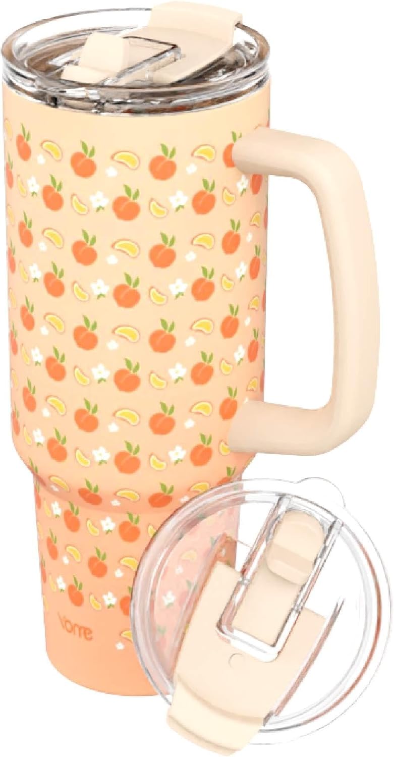 YOME 40oz Nurse Tumbler with Handle and Flip Straw | Stainless Steel Insulated Water Bottle | Keeps Drinks Cold | Dishwasher Safe | Cupholder Friendly | Gift Gym Travel Yoga