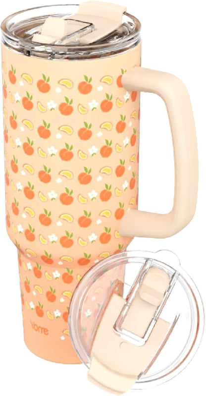 YOME 40oz Nurse Tumbler with Handle and Flip Straw | Stainless Steel Insulated Water Bottle | Keeps Drinks Cold | Dishwasher Safe | Cupholder Friendly | Gift Gym Travel Yoga