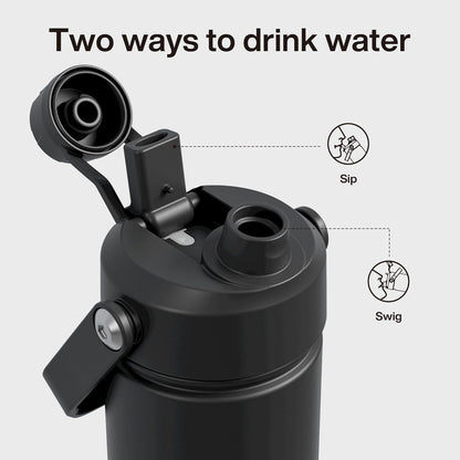 ENCOOL Insulated Water Bottle with Straw Stainless Steel Water Bottle, Leak-Proof, BPA-Free, Double Wall Vacuum Keeps Cold for 24 Hours for Sports, Travel, School (26 oz, Cotton Candy) - Colors C