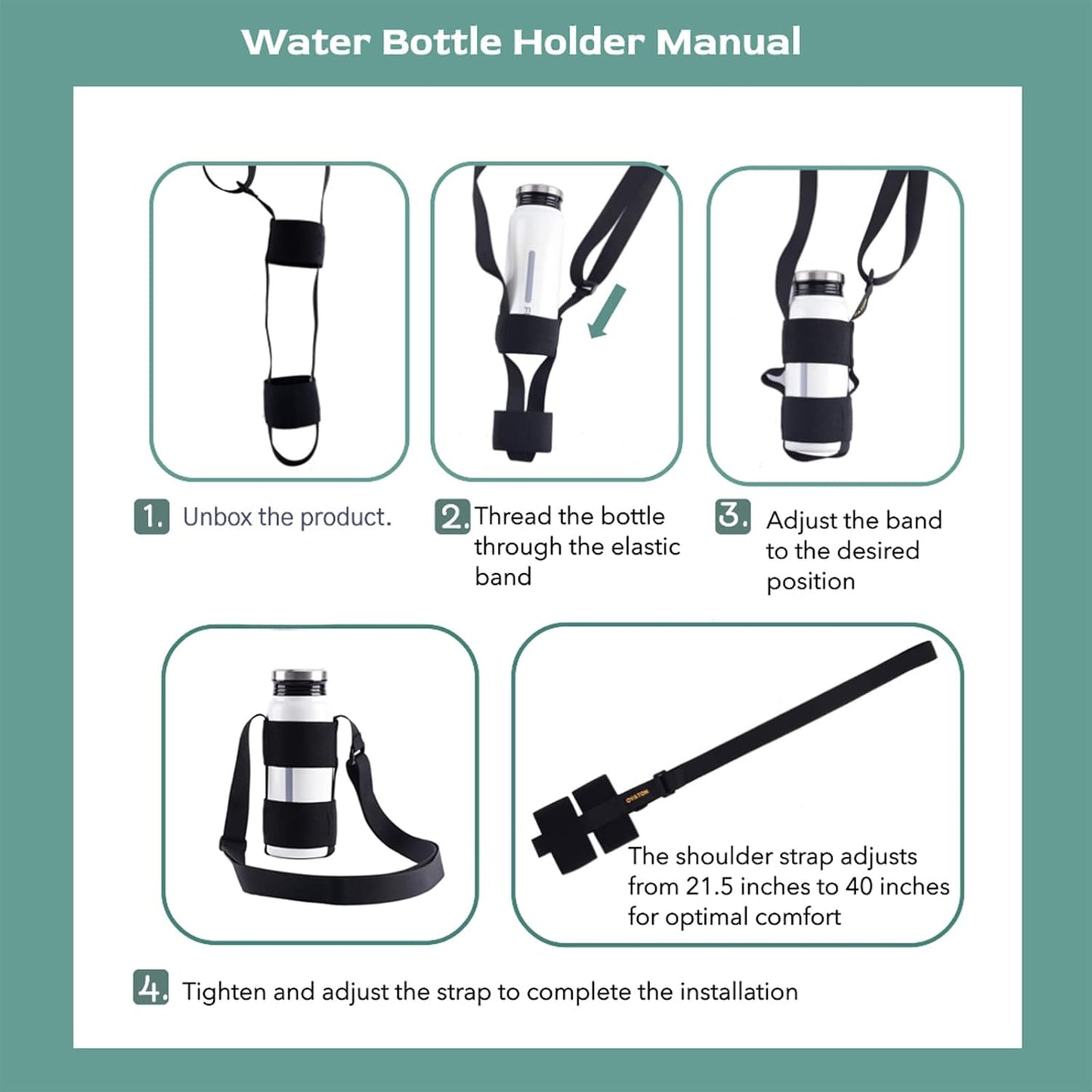 Universal Water Bottle Carrier Sling with Adjustable Shoulder Strap for Walking Short Hiking, Water Bottle Holder for 16-64 oz Wide Mouth Bottles (Exclude Water Bottle)
