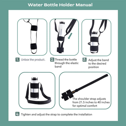 Universal Water Bottle Carrier Sling with Adjustable Shoulder Strap for Walking Short Hiking, Water Bottle Holder for 16-64 oz Wide Mouth Bottles (Exclude Water Bottle)