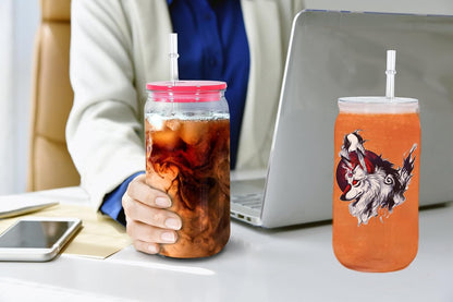16oz Plastic Mason Jars, 6Pack Clear Mason Drinking Acrylic Cups with Lids and Stainless Steel Straws Iced Coffee Cups Shatterproof Unbreakable Tumblers for Smoothies, Beer, Coffee, Milk Tea, Colored