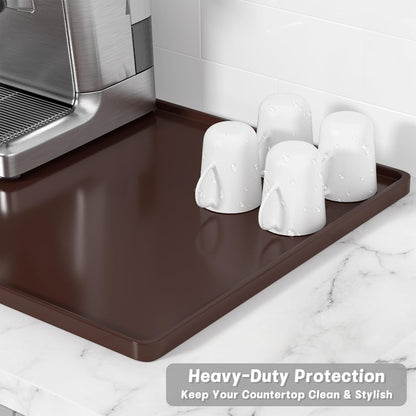 Rnivvi Silicone Coffee Mat, 16" x 24" Waterproof Raised Edge Coffee Bar Mats for Espresso Machine Station Accessories, Heat Resistant Detachable Dish Drying Pad for Kitchen Counter, Dish Rack, Green
