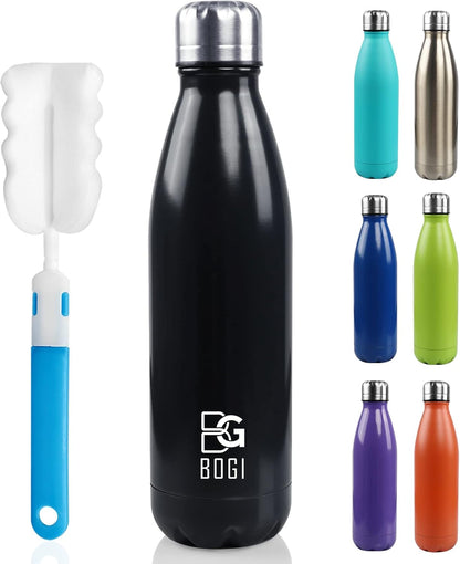 BOGI 17oz Insulated Water Bottle Double Wall Vacuum Stainless Steel Water Bottles, Leak Proof Metal Sports Water Bottle Keeps Drink Hot and Cold - Perfect for Outdoor Sports Camping Biking (Purple)