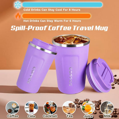 SPLMIFA Travel Coffee Mug Leak-Proof, Reusable Coffee Cups with Lids, Stainless Steel Vacuum Insulated Coffee Tumblers, Thermal Insulation Cup for Men and Women Hot & Cold Drinks(2nd-Green Pink, 12OZ)