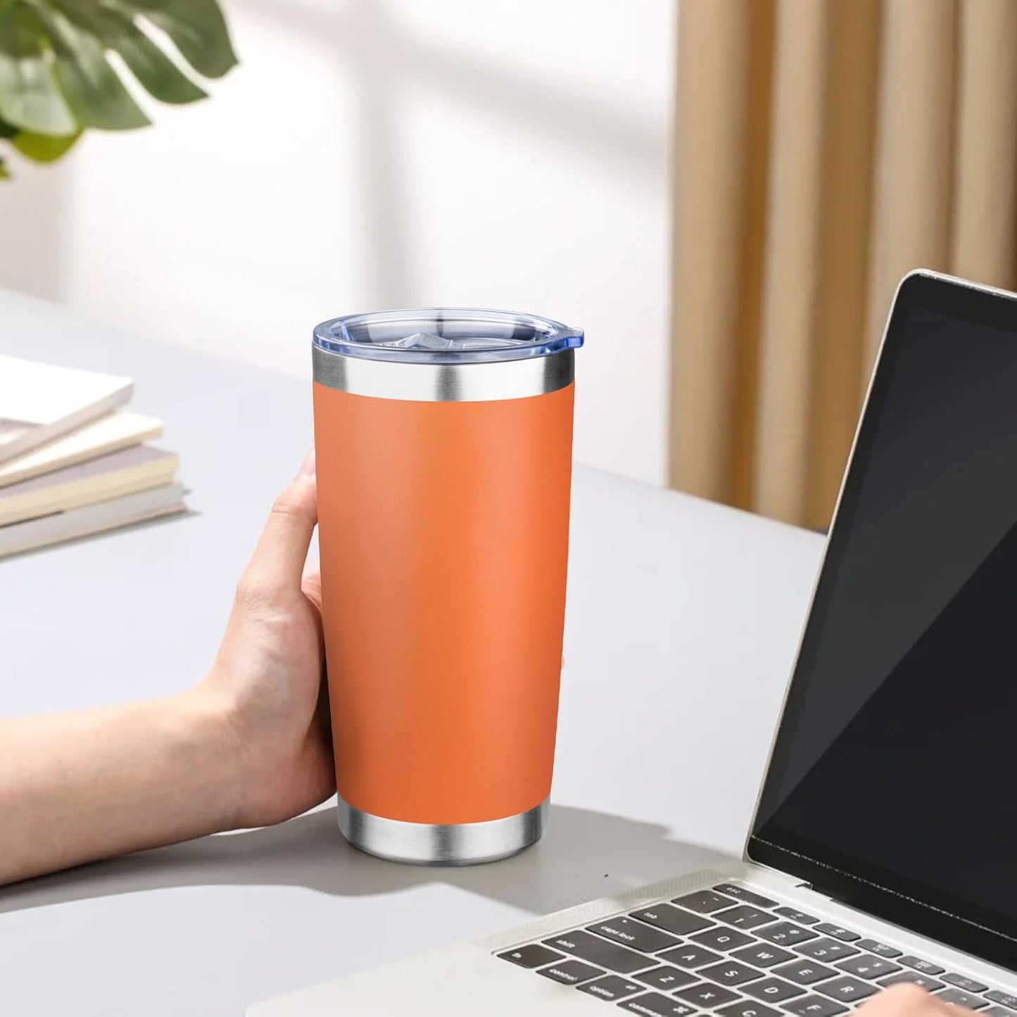 20oz Tumbler with Lid Double Wall Vacuum Insulated Travel Coffee Mug Stainless Steel Thermal Cup Powder Coated Sturdy Coffee Tumbler for Hot and Cold Beverage (Baby blue,1)