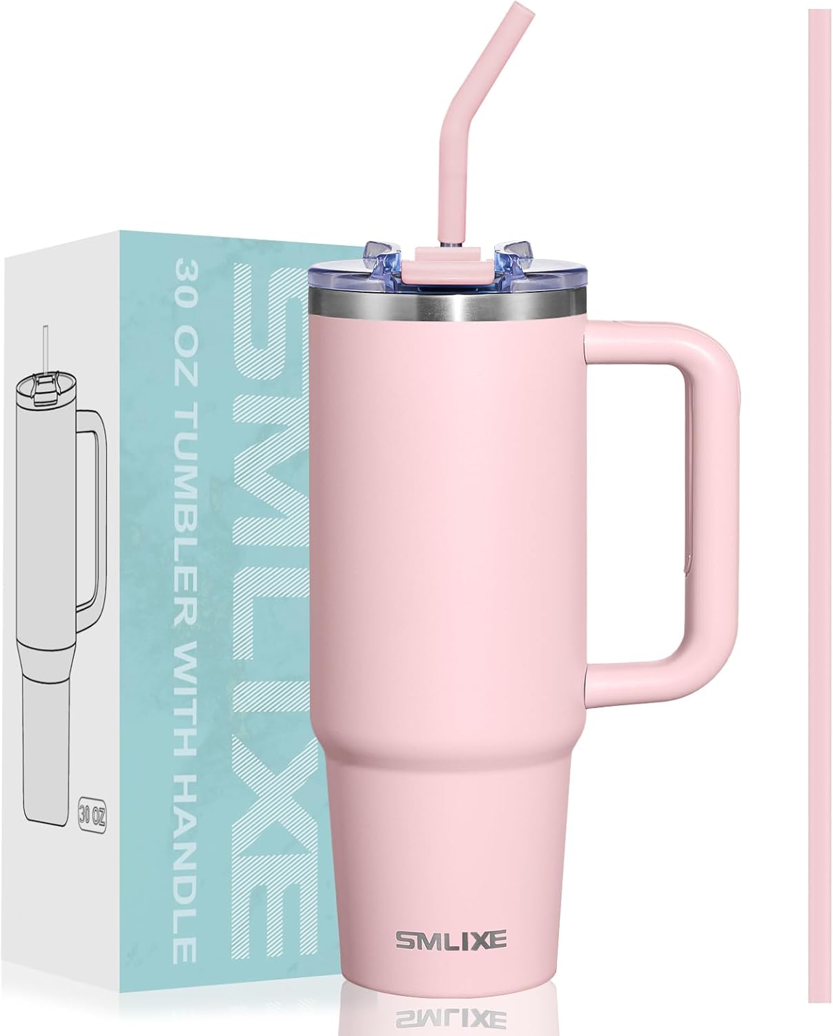 40 oz Tumbler with Handle and Straw Lid,Insulated Reusable Stainless Steel Water Bottle Travel Mug，Cupholder Friendly Double Wall Vacuum Sealed Cup (Black)