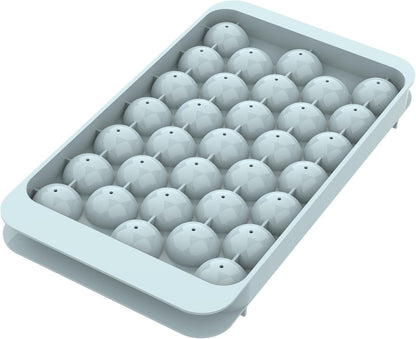 WIBIMEN Ice Cube Tray with Lid and Bin - Round Ice Trays for Freezer with Lid - Ice Cube Trays for Freezer with Ice Container (1"-2PACK Blue)