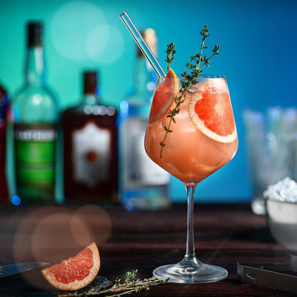 Halm Glass Straws - 6x Reusable 8 inch Drinking Straws clear + Plastic-Free Cleaning Brush - Made in Germany - Dishwasher Safe - Straight - Perfect for Smoothies, Cocktails