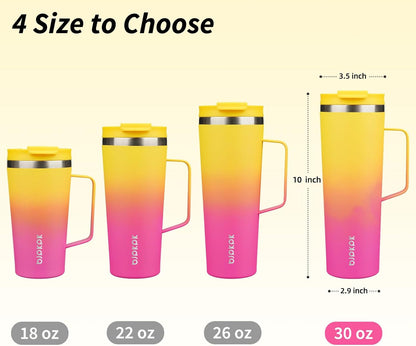BJPKPK Insulated Tumbler with Handle, 18oz Insulated Tumblers with Lid and Straw, Stainless Steel Metal Water Bottles, Coffee Travel Mugs, Cups, Marshmallow