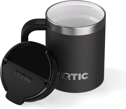 RTIC 12oz Essential Mug with Lid and Handle, Ceramic Lined, Insulated, Stainless Steel, Metal, Double Wall Vacuum-Insulation, Portable, Travel Cup for Hot and Cold Drink, Beach