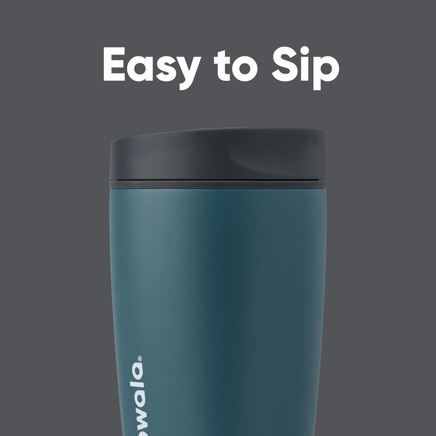 Owala SmoothSip Slider Insulated Stainless Steel Coffee Tumbler, Reusable Iced Coffee Cup, Hot Coffee Travel Mug, BPA Free 20 oz, Grey/Blue (High Dive)