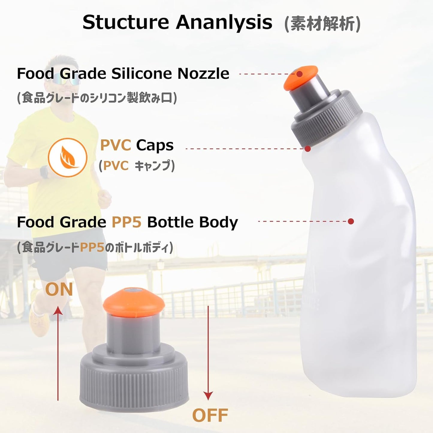 Azarxis Running Water Bottles Flask BPA Free Leakproof Hydration Vest Packs Waist Belt Replacement for Triathlon Marathon Hiking Cycling Climbing Runner