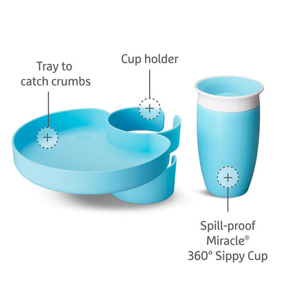 Munchkin® Carseat Tray - Toddler Travel & Road Trip Accessory for Mess-Free Snacking in The Car, Grey
