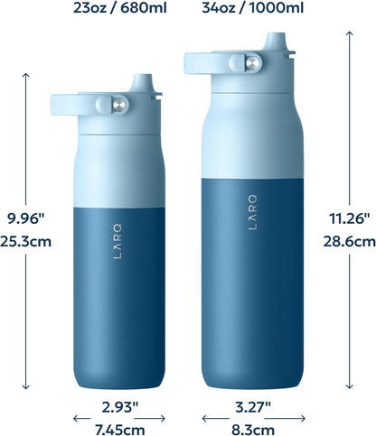 LARQ Swig Top — Insulated Stainless Steel Water Bottle with Straw, Detachable Silicone Handle, Vacuum 24h Cold, BPA-Free Metal Bottle for Gym, Travel, Office, Wide Mouth for Ice — 23 oz, Mojave Dune