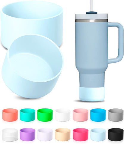 KTKUDY 2Pcs Silicone Boot for Stanley Quencher Tumbler 30 oz 40 oz & IceFlow 20 oz 30 oz & Fit Owala Freesip Water Bottle & Fit Hydro Flask & More - Cup Bottom Accessories Fit Stanley Cup