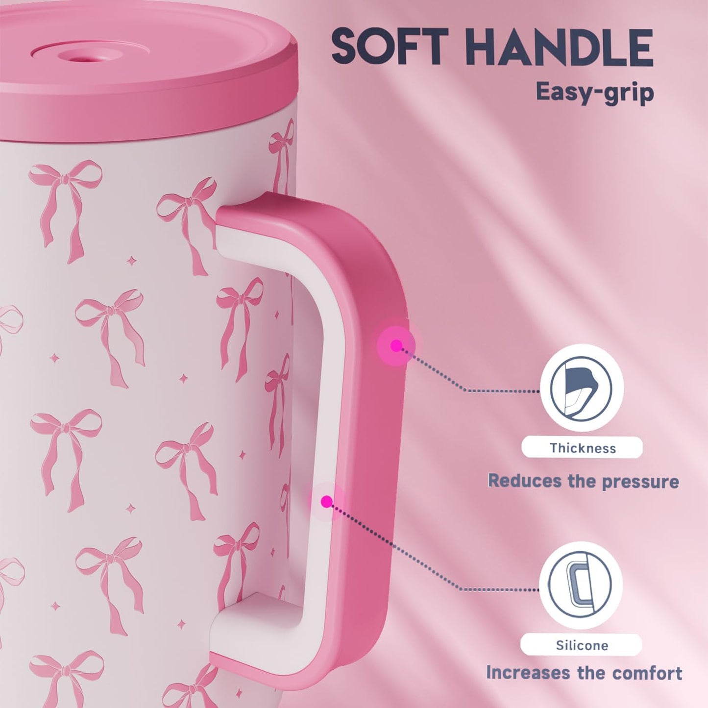 Meoky 40 oz Tumbler with Handle and Straw: Stainless Steel Insulated Tumbler with Lid and Straw - 100% Leak Proof Tumbler for Car Cup Holders - Travelers Commuters Workers, Donut
