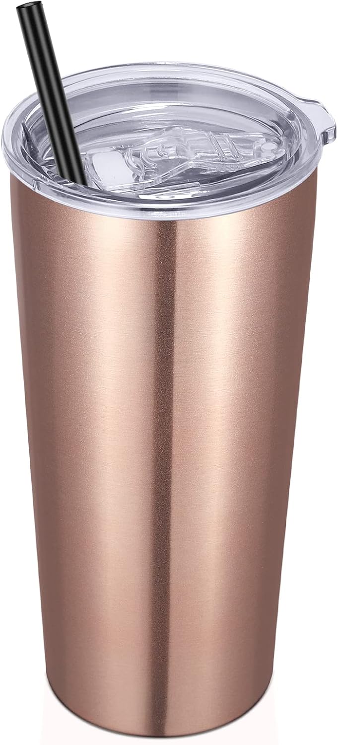 VEGOND 20oz Tumbler Bulk with Lid and Straw 1 Pack, Stainless Steel Vacuum Insulated Tumbler, Double Wall Coffee Cup Travel Mug, River Green