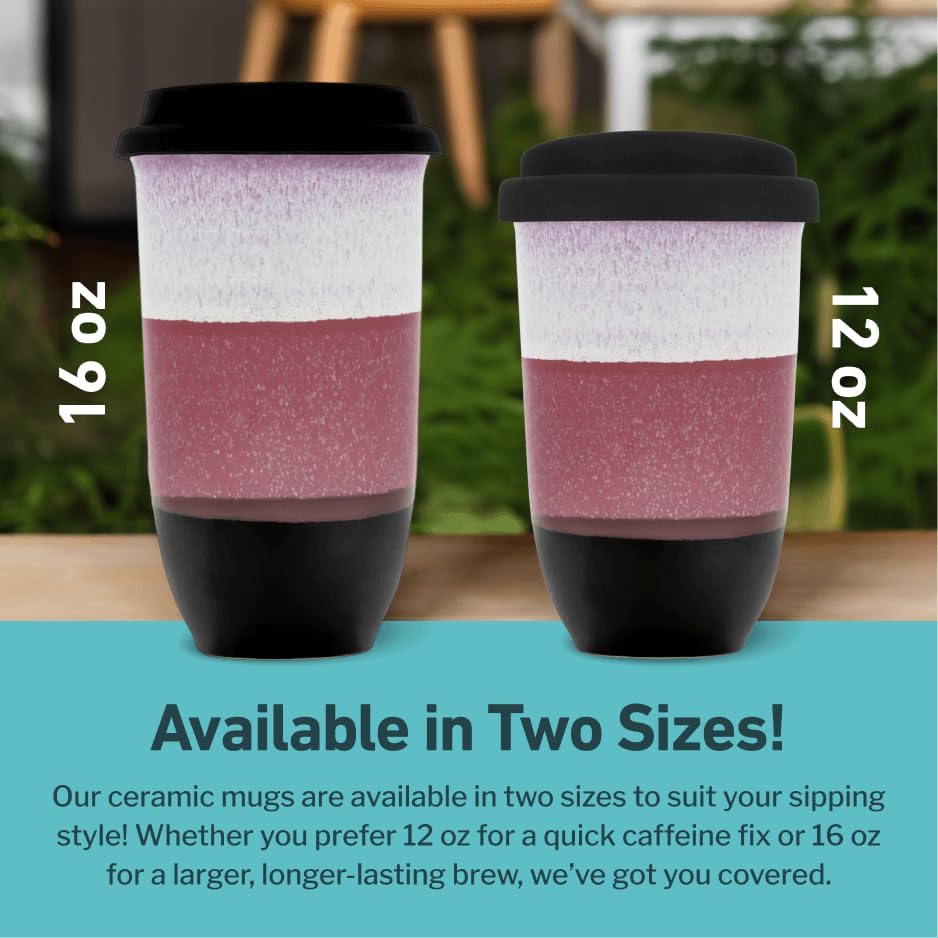 NOVA CERAMICS Coffee Tumbler – Travel Mug - On the Go Coffee Mug – Microwave & Dishwasher Safe Green Coffee Tumbler - Gifts For Women Men Him Her – 16oz – Monsoon