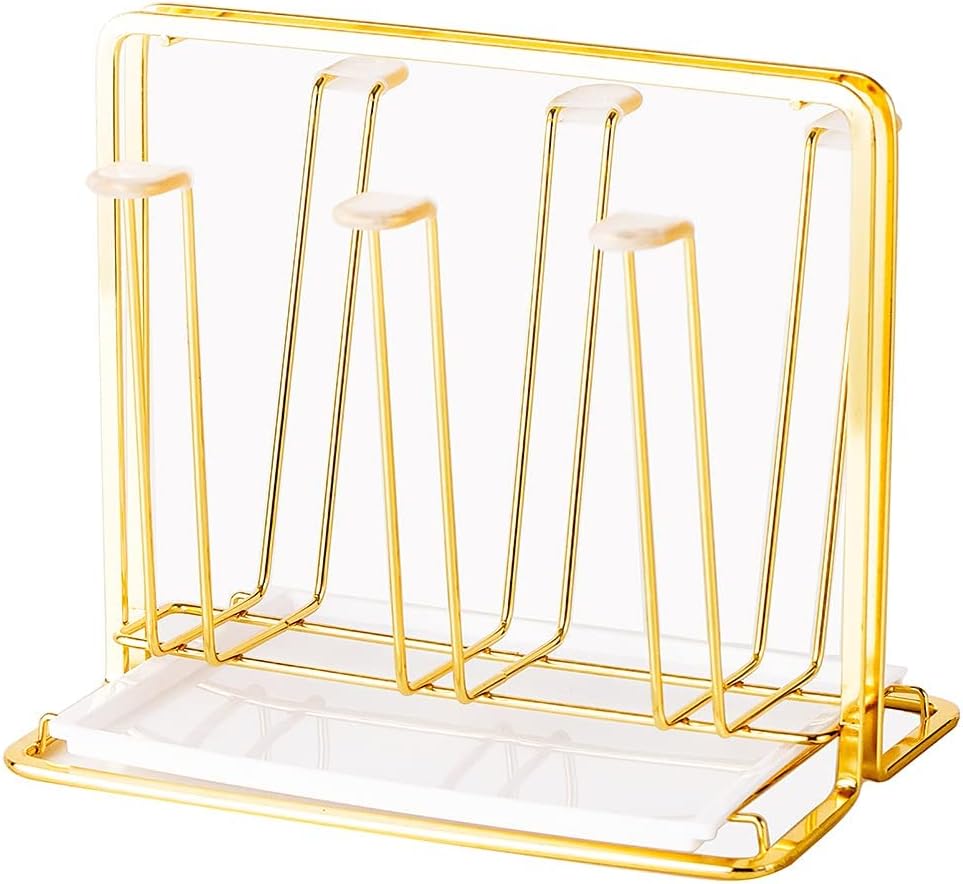 Metal Cup Drying Rack with 6 Hooks, Bottle Drying Rack with Drain Tray,Coffee Mug Holder,Mug Organizer Black