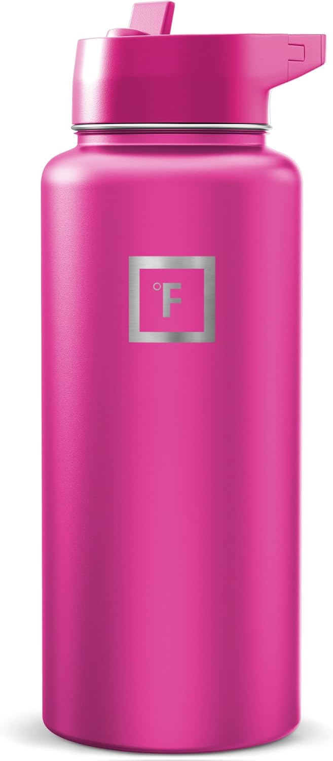 IRON °FLASK Camping & Hiking Hydration Flask with Straw, Wide Mouth Insulated Stainless Steel Sports Water Bottle - 22 oz Aurora
