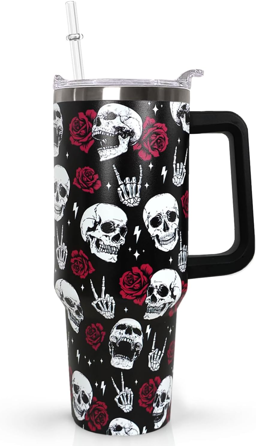 Ceovfoi 40 oz Pickleball Coffee Mug Vacuum Insulated Travel Tumbler with Handle, Lid & Straw - Perfect Pickleball Gifts for Players, Coaches, Lovers | Pickleball Accessories