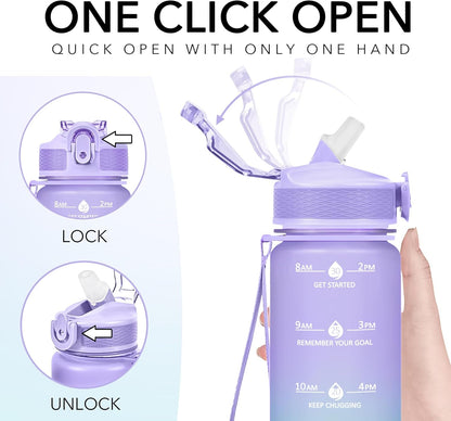 Hyeta 32oz Water Bottles with Straw - Stay Motivated and Hydrated with Convenient Times to Drink Markings, Durable, Leak-proof