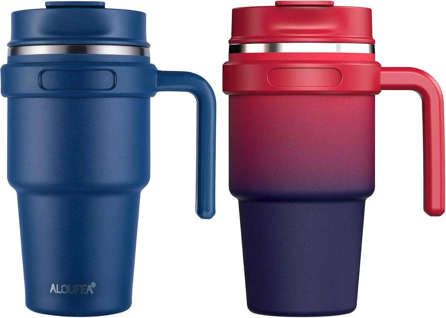 20 oz Insulated Coffee Mug Tumbler with Handle, Stainless Steel Travel Mug Tumbler with Lid and Straw,Double Wall Vacuum Leak Proof Ice Coffee Thermal Cup, Black
