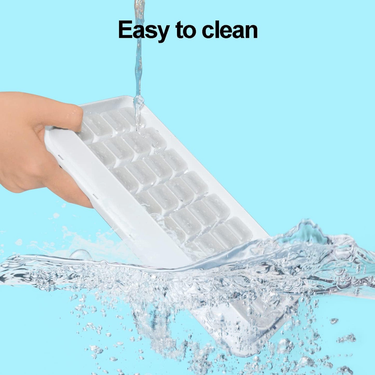 Ice Trays for Freezer with Lid & Bin, Ice Cube Tray Making 64 pcs Ice Cubes, Easy Press to Release Ice, Ice Tray with Storage Bin Chilling Cocktail Whiskey Coffee 2 Trays 1 Ice Bucket & Scoop (Black)
