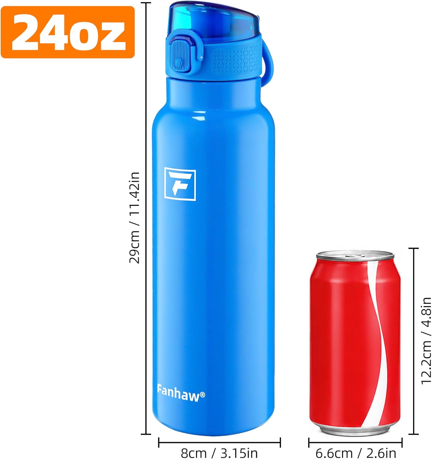 Fanhaw 24 oz Insulated Water Bottle with Soft Silicone Spout Lid, Leakproof Stainless Steel Vacuum Bottle for School, Sports& Daily Use, Kids, Teens& Adults, Back to School Essentials (Pink)