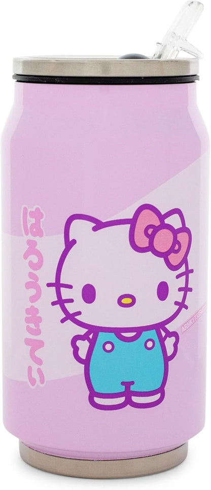 Silver Buffalo Sanrio Hello Kitty Milk Carton Pattern Plastic Boba Tumbler w Lid and Wide Straw, 24 Ounces