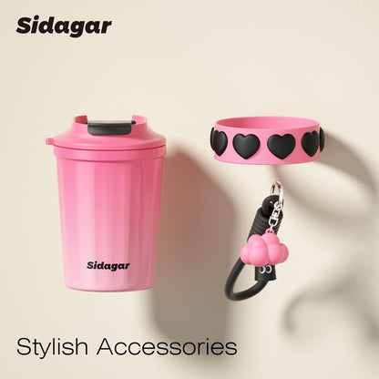 SDGA+ 12 oz Travel Coffee Mug Spill Proof Leak Proof, Stainless Steel Thermal Coffee Cup with Lid, Resuable Cup for Hot and Cold, Portable Tumbler for Women, Light Pink