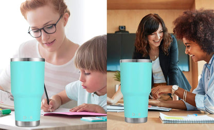 D·S 30oz Blue Tumbler Stainless Steel Double Wall Vacuum Insulated Mug with Straw and Lid, Cleaning Brush for Cold and Hot Beverages