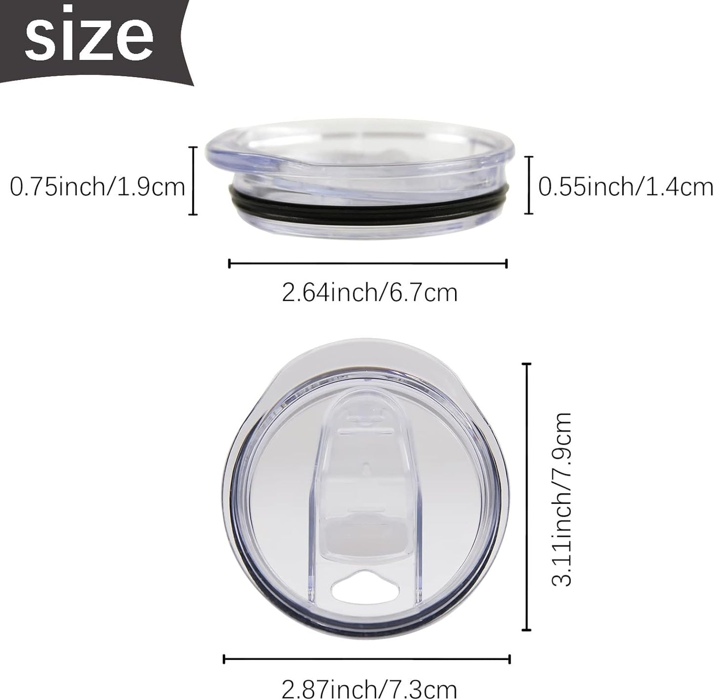 10 Pack 20 oz Skinny Tumbler Replacement Lids Plastic Splash Covers tops for 20 oz coffee cup lids Clear Cup Covers for 2.64 Inch Mouth Tumbler Cooler