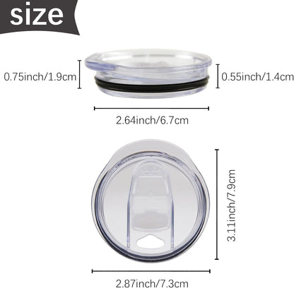 10 Pack 20 oz Skinny Tumbler Replacement Lids Plastic Splash Covers tops for 20 oz coffee cup lids Clear Cup Covers for 2.64 Inch Mouth Tumbler Cooler