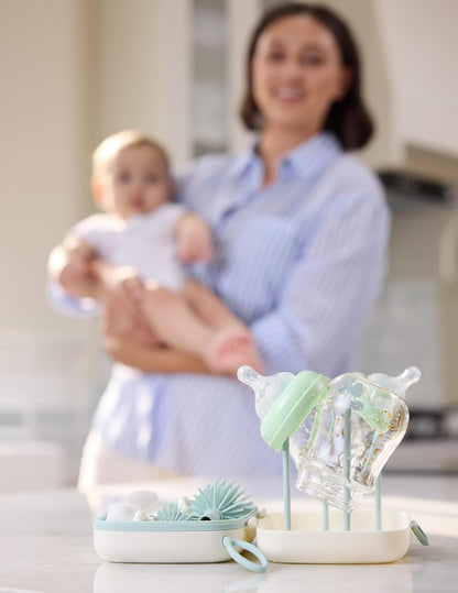 Momcozy Bottle Brush Kit with Push-Press Foam Design - Newborn Essentials Gift, Portable Cleaning Tool for Home & Travel, Baby Bottle Cleaner Brush for Breast Pumps & Nipples, Green