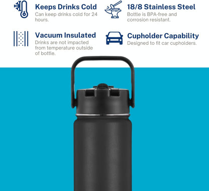 HydroBottle | Stainless Steel Filtered Water Bottle, 24 oz | BPA-Free, Removes Lead, Chlorine, Arsenic, VOCs | Filter Lasts 3 Months, Replaces 568 Plastic Bottles (Foam)