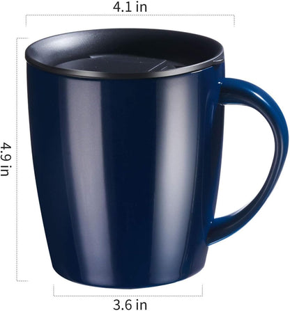PARACITY Insulated Coffee Mug Stainless Steel Coffee Mug with Lid Handle Double Wall Vacuum Travel Mug Camping Tumbler Cup Men Women 12 oz (Blue)
