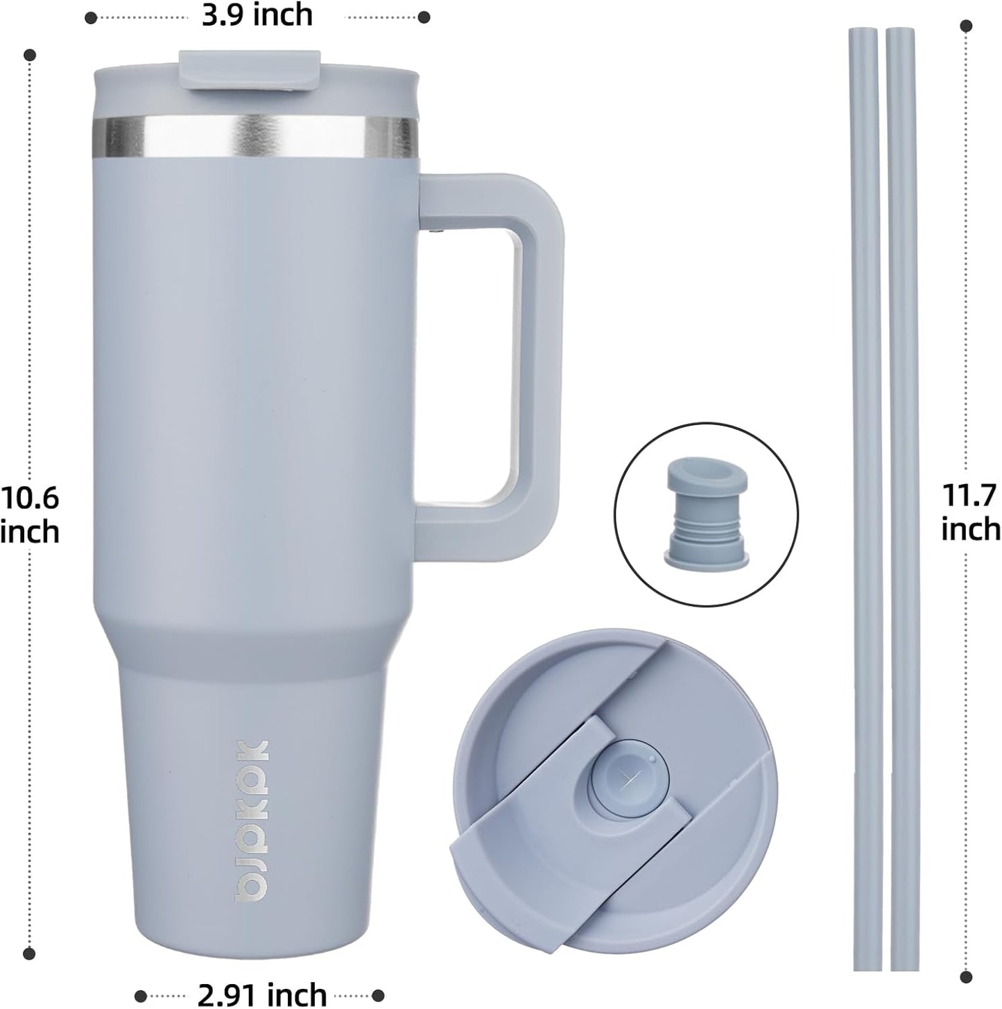 BJPKPK 30oz Stainless Steel Insulated Tumbler With Handle And Lid Straw Travel Coffee Mug Thermal Cup,Black
