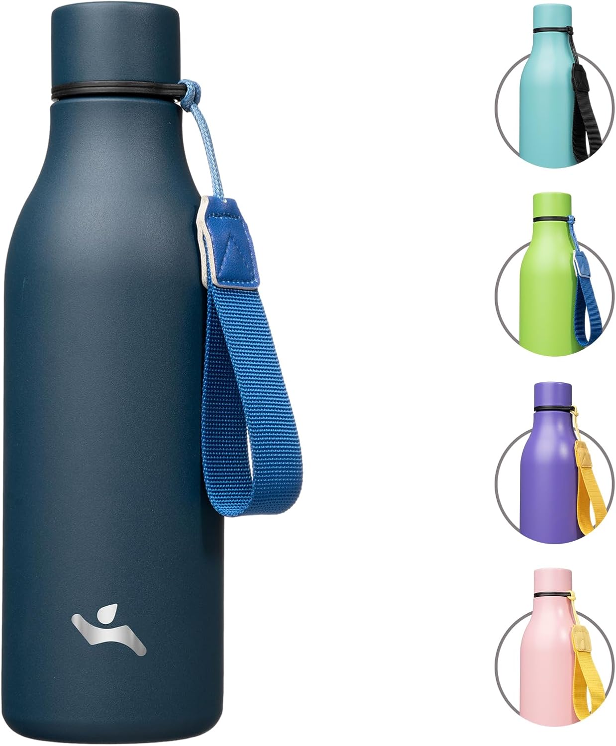 Konokyo Insulated Water Bottle with Strap,18 oz Double Wall Stainless Steel Vacuum Bottles Metal Water Flask,Macaron Green - Colors B