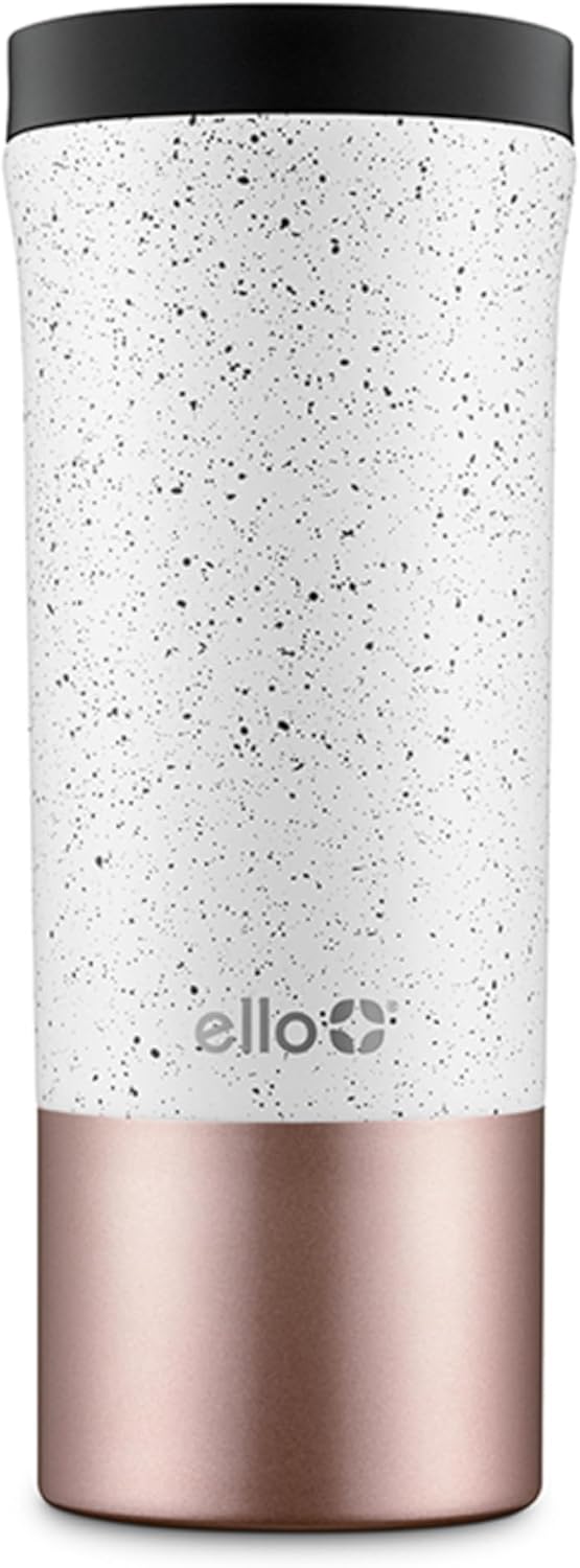 Ello Miri 16oz Vacuum Insulated Stainless Steel Travel Mug, Leak-Proof Slider Lid, Keeps Hot for 5 Hours, Perfect for Coffee or Tea, BPA-Free, Fits Most Cupholders, Holiday Gift, Speckle