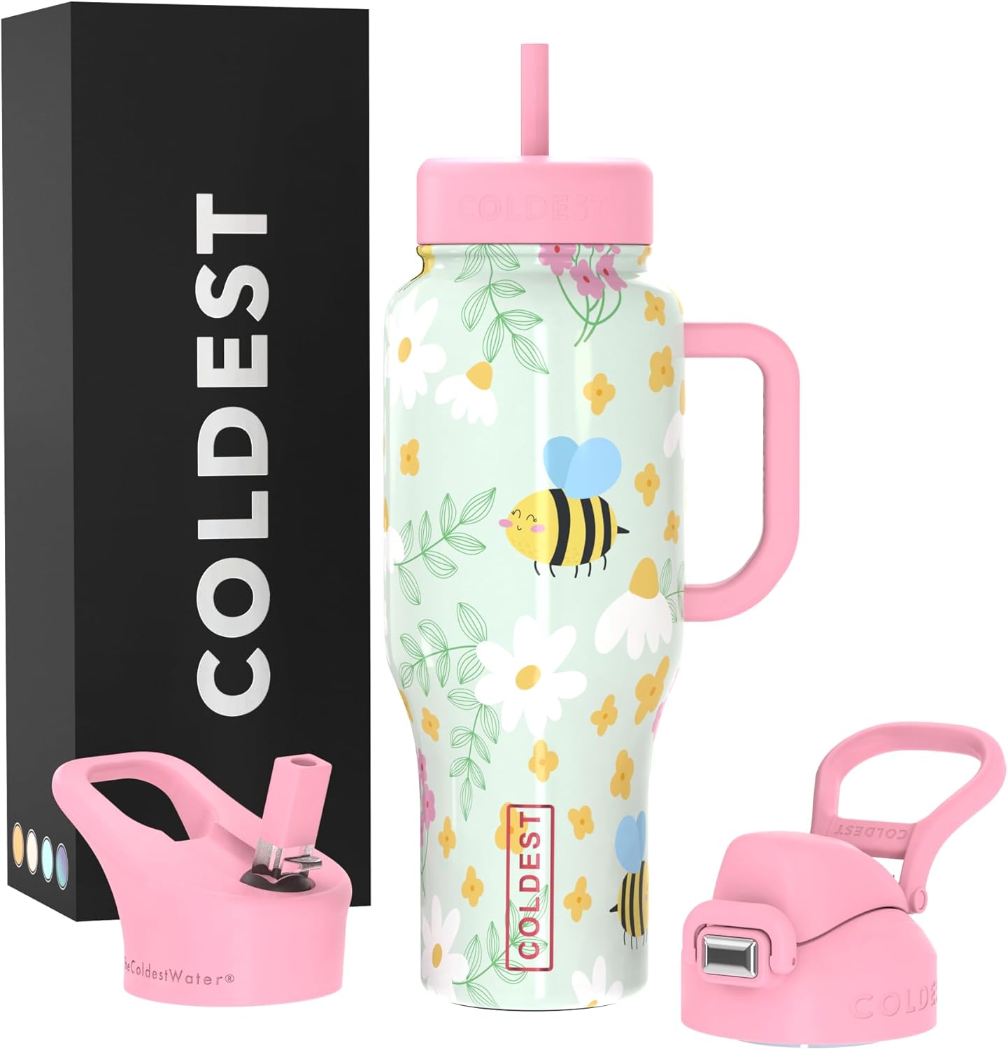 Coldest Tumbler with Handle and Straw - 100% Spill Proof Tumbler with Straw (3 Lids) - Stainless Steel Insulated Leakproof Tumblers for Women & Men - Cup Holder Friendly - 46 oz (Purple Nova) - Colors B