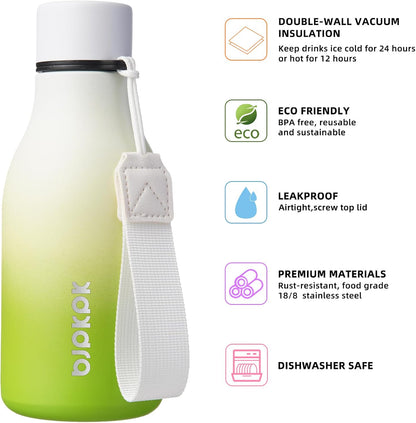 BJPKPK Insulated Water Bottles, 18 oz Stainless Steel Metal Water Bottle with Strap, BPA Free Leak Proof Jugs, Mugs, Flasks, Reusable Thermal Flasks for Sports & Travel, Black - Colors B