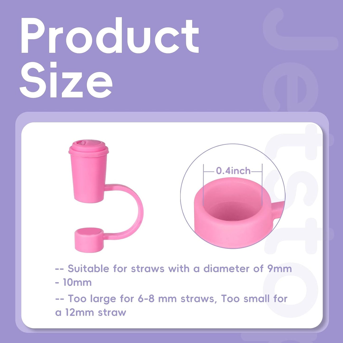 Jetstop Straw Cover Cap for Hydro flask tumblers - Dust Proof 10mm Silicone Stoppers compatible with Hydroflask Press-in Straw Lid
