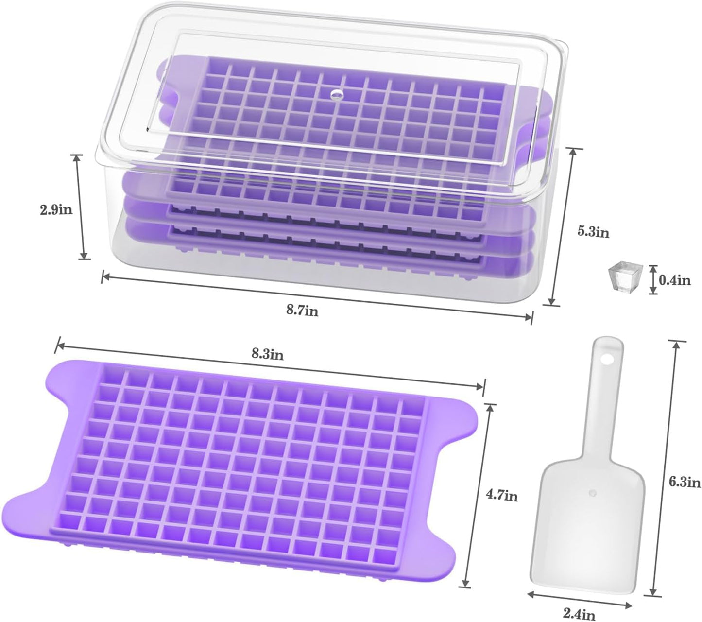 Mini Ice Cube Tray for Freezer: GGUW Nugget Ice Cube Tray with Bin - Crushed Ice Tray Making 4×117 PCS Icecube - Easy Release Iced Maker Trays